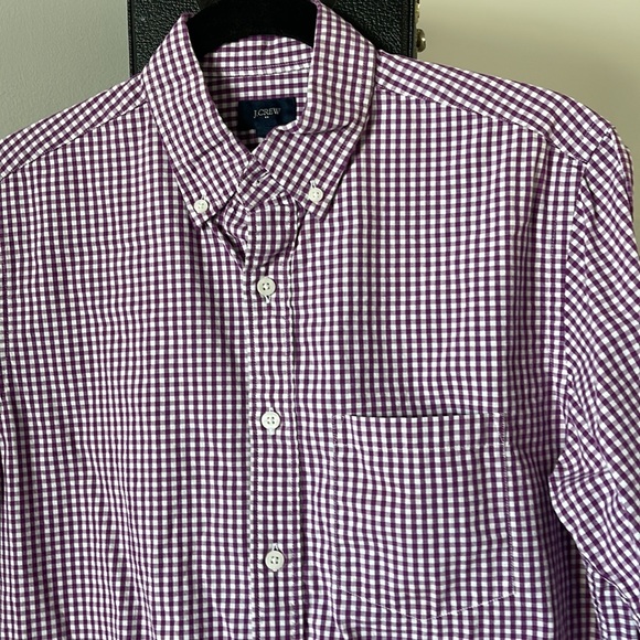 J Crew Small long sleeve button down shirt purple and white 100% cotton - Picture 3 of 5